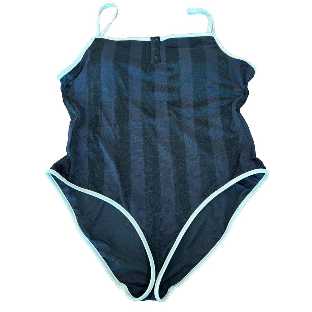 NWOT Aerie one piece swimwear bathing suit black wht scoop back womens' size XXL